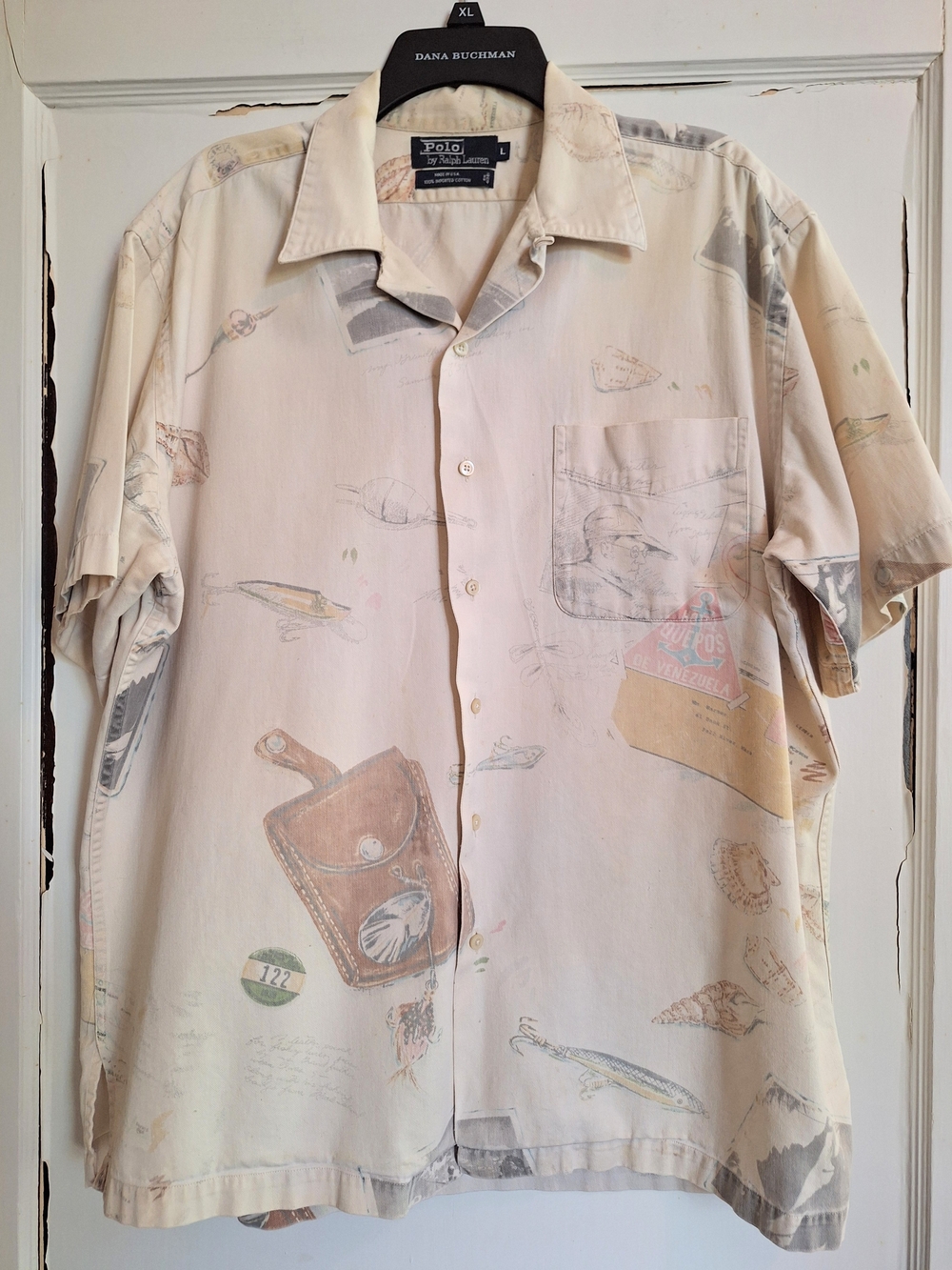 Vintage Polo Ralph Lauren Mens Fishing Themed Shirt Collared Button Up Made USA